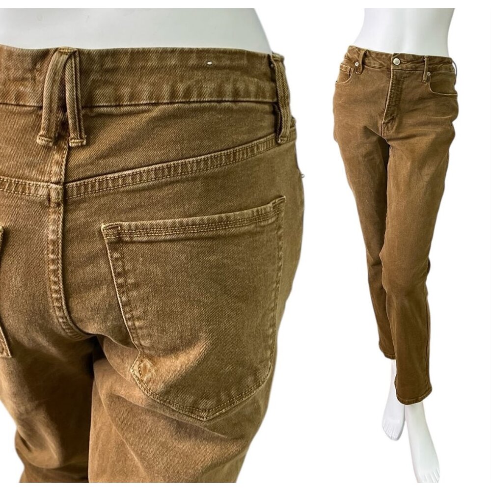 Good American Good Legs Cigarette High Rise Jeans in Denim Bronze $145 Sz 10/30